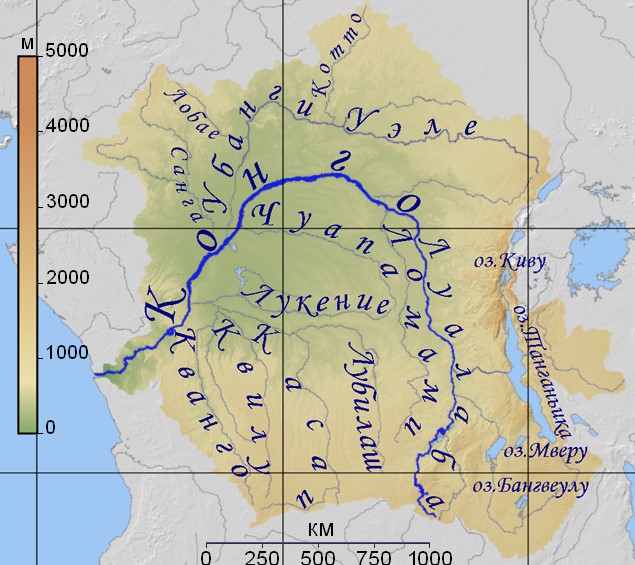 Река Конго на карте Река Конго на карте