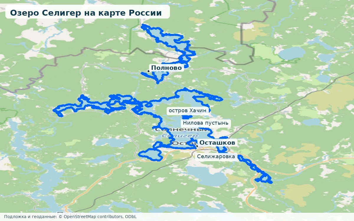 Озеро Селигер на карте с Осташковом, островами и Селижаровкой