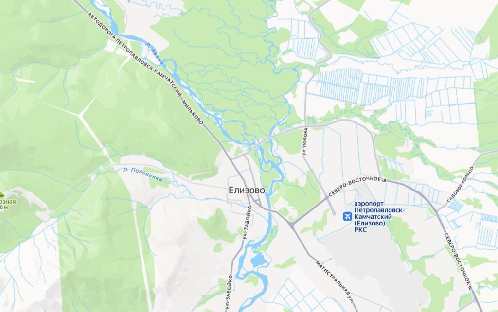 Река Авача на карте у Елизово