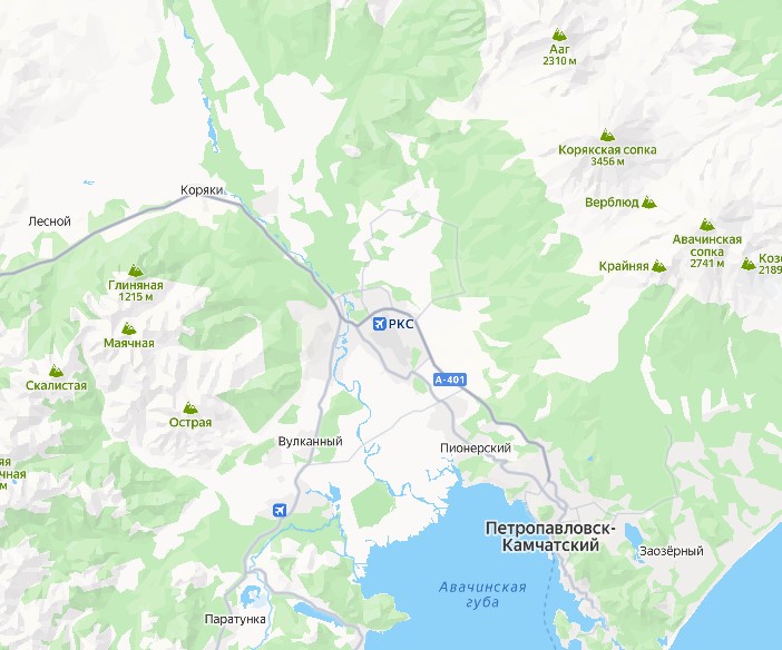 Река Авача на карте