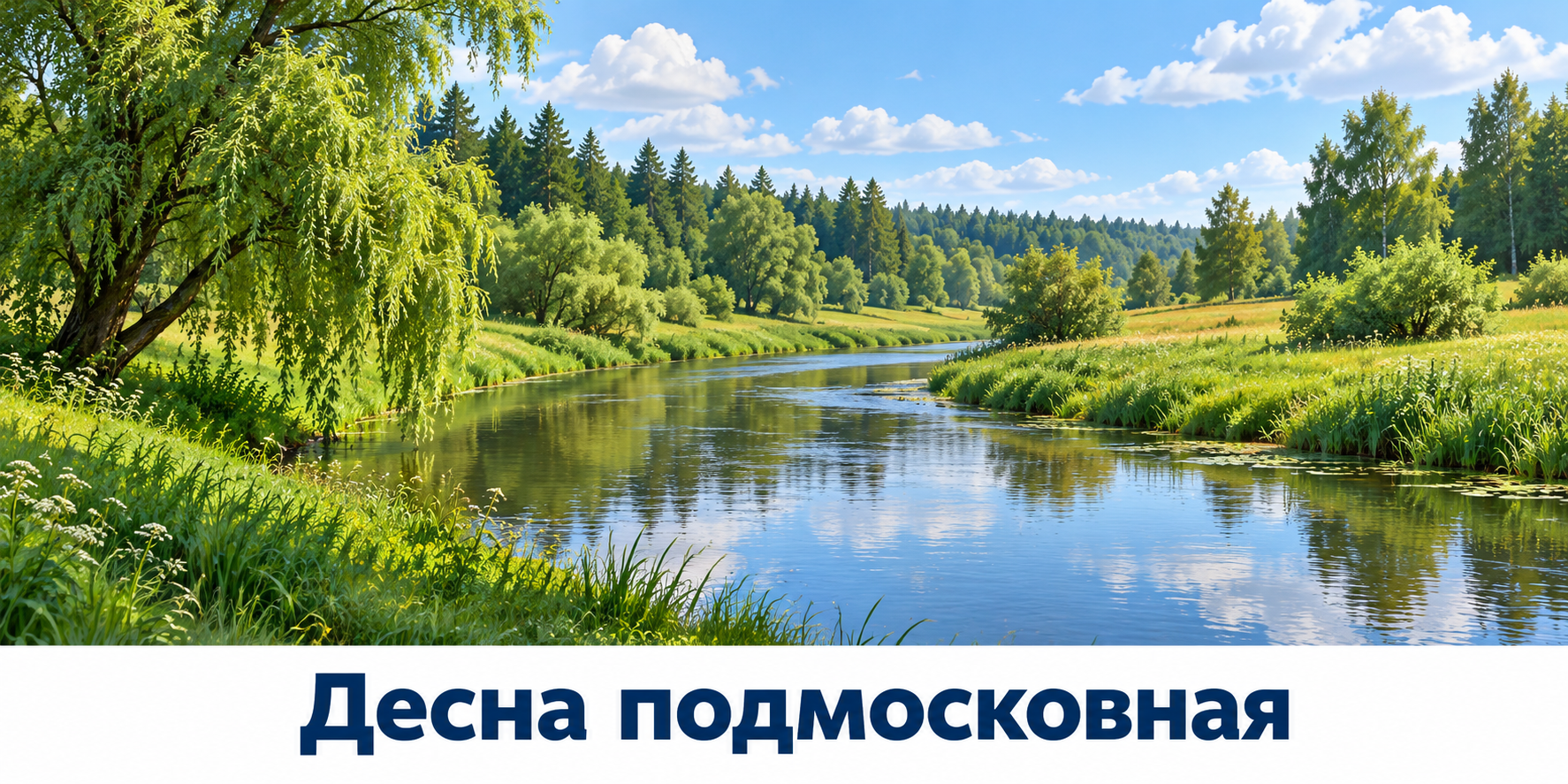 Подмосковная Десна среди лугов и смешанного леса