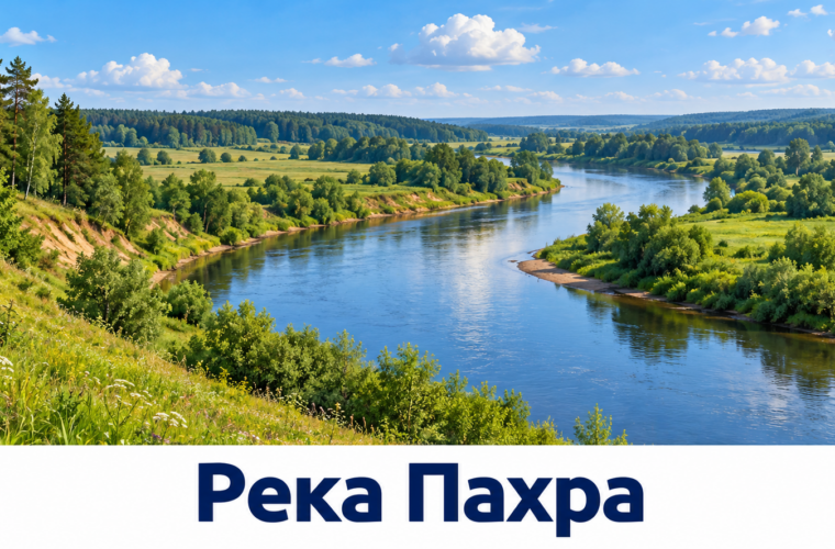 Пахра в зелёной долине среди лесистых берегов и лугов
