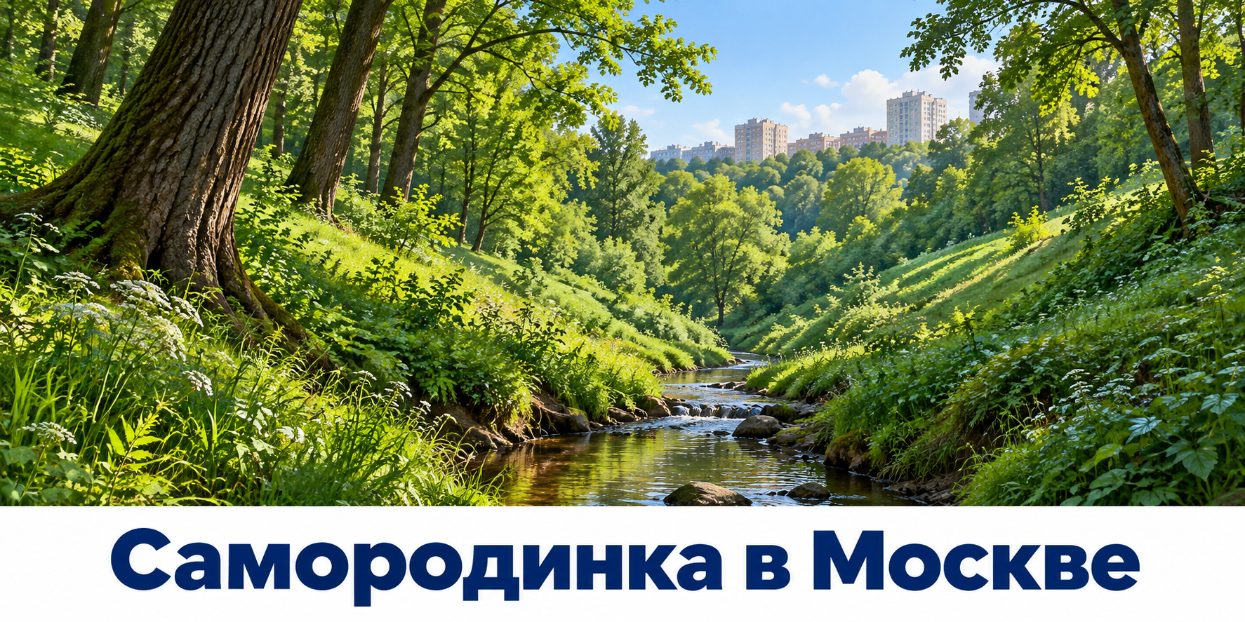 Небольшая московская река в зелёной лесной долине