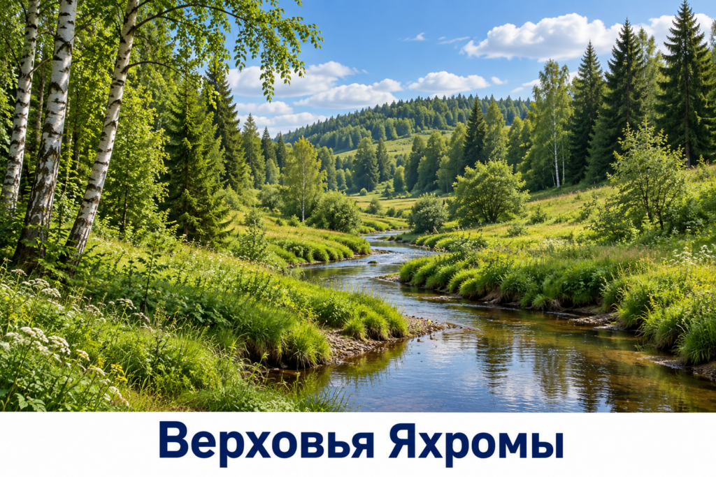 Небольшая река в травянистой долине среди мягких холмов