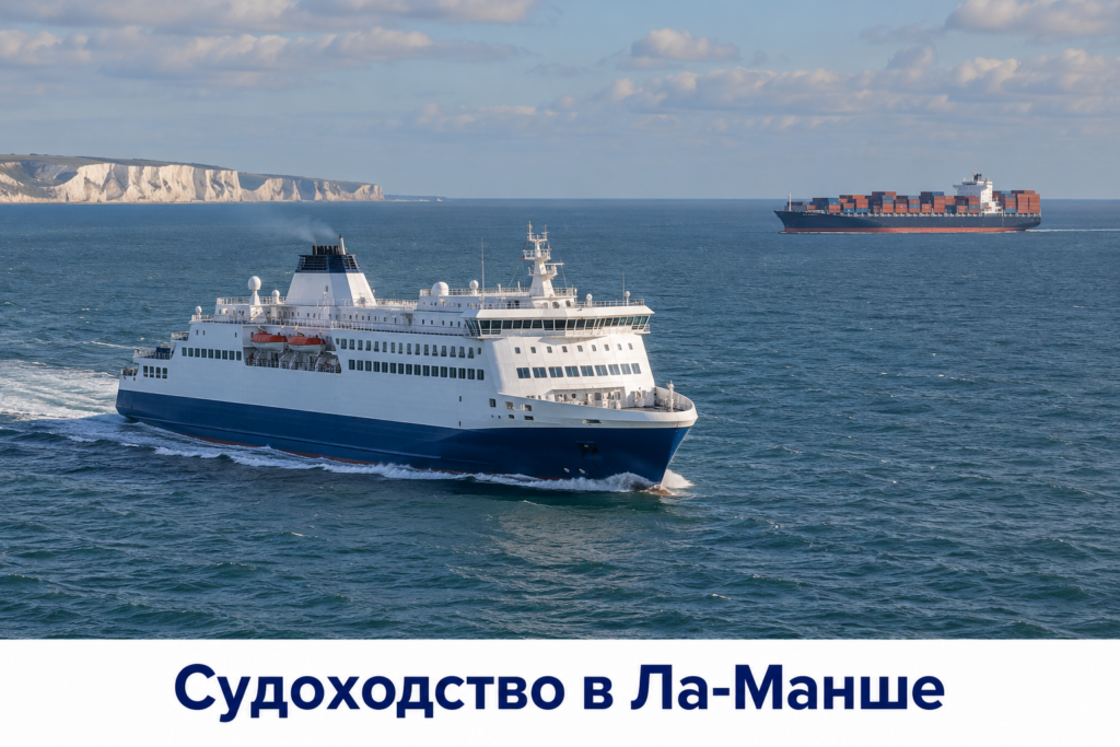 Паром и грузовое судно на маршрутах через Ла-Манш