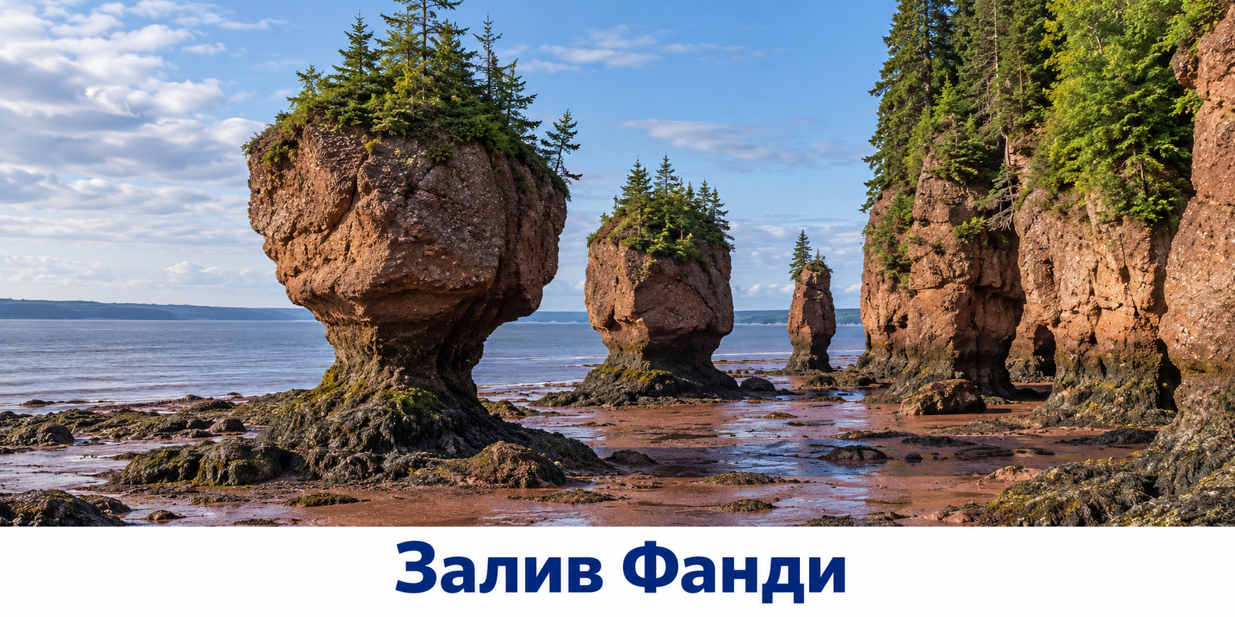 Залив Фанди и скалы Хоупвелл на канадском побережье