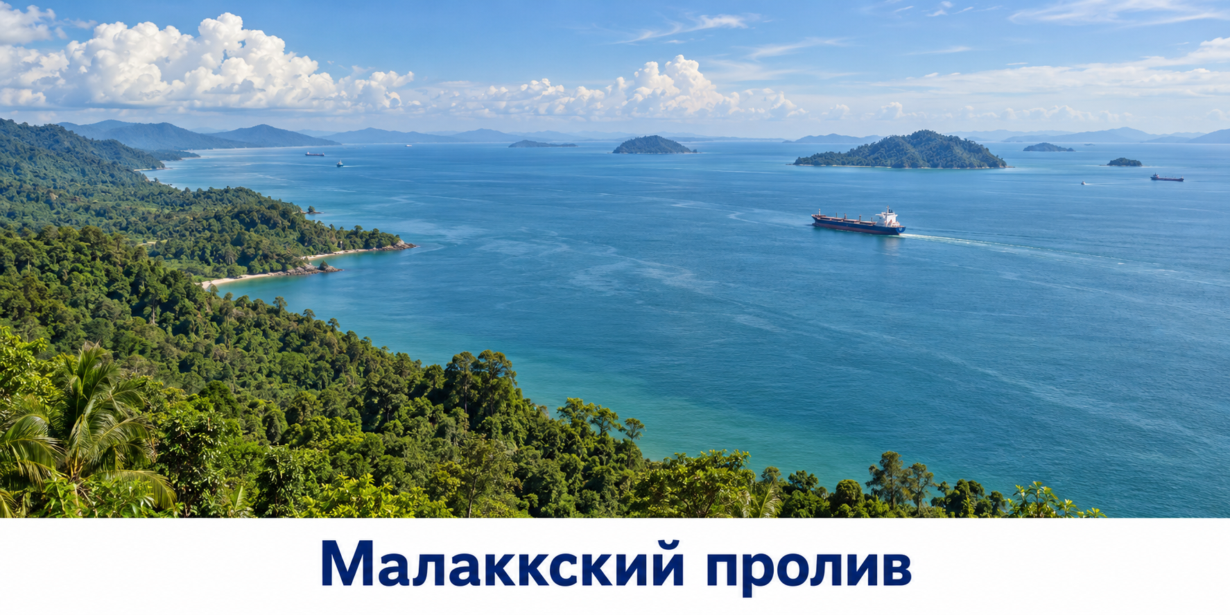Морской торговый путь вдоль зелёного побережья Малаккского пролива