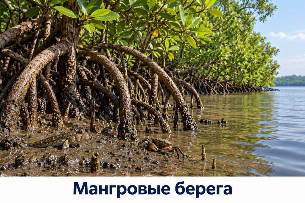 Мангровый лес на илистом побережье Малаккского пролива